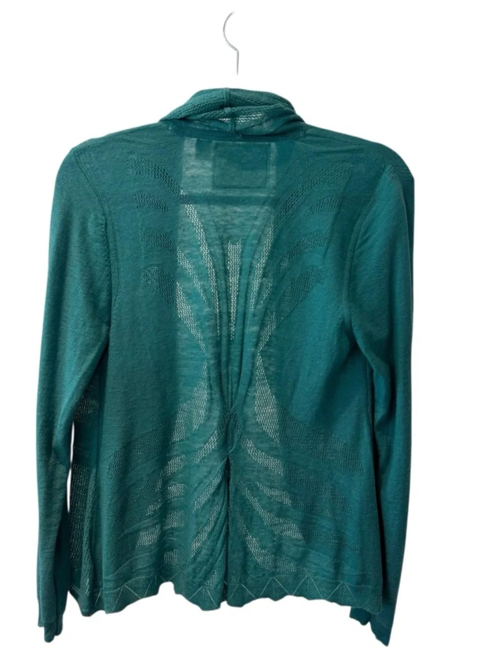 Angel Of The North Brushed-Horizon Open-Front Teal Cardigan Sweater - Picture 12 of 15